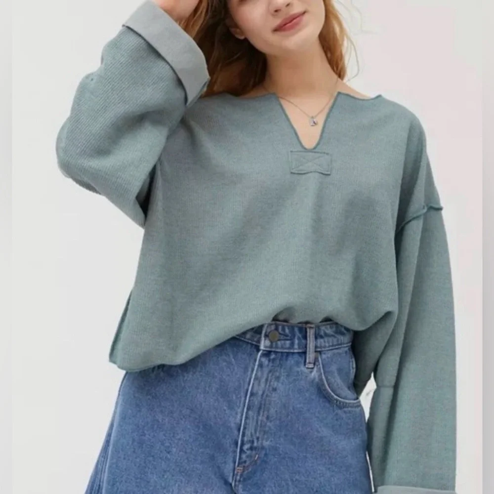 Urban Outfitters Notched-Neck Pullover Sweater - Picture 2 of 14